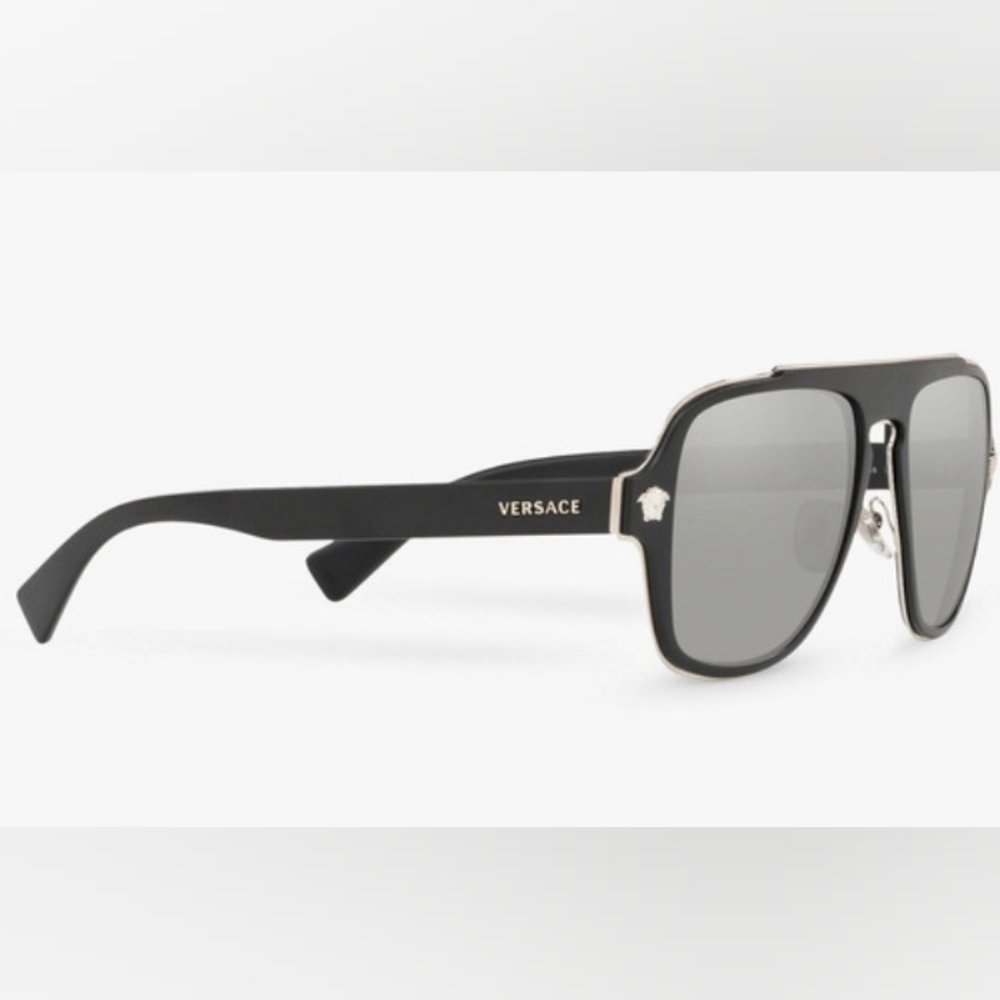 NEW VERSACE SUNGLASSES VE2199 1000/6G SHIELD VE2199 BLACK - Picture 4 of 7